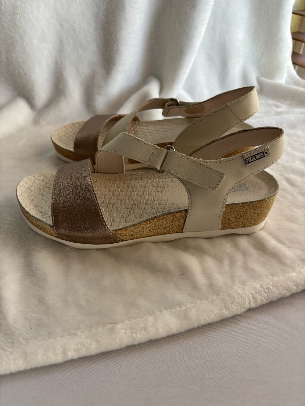 Pikolinos Mahon Leather Ankle Slingback Strap Sandals Stone Size EU39 (8-8.5)